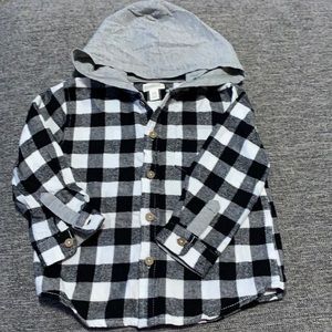 Grey white and white plaid button down 12-18 month